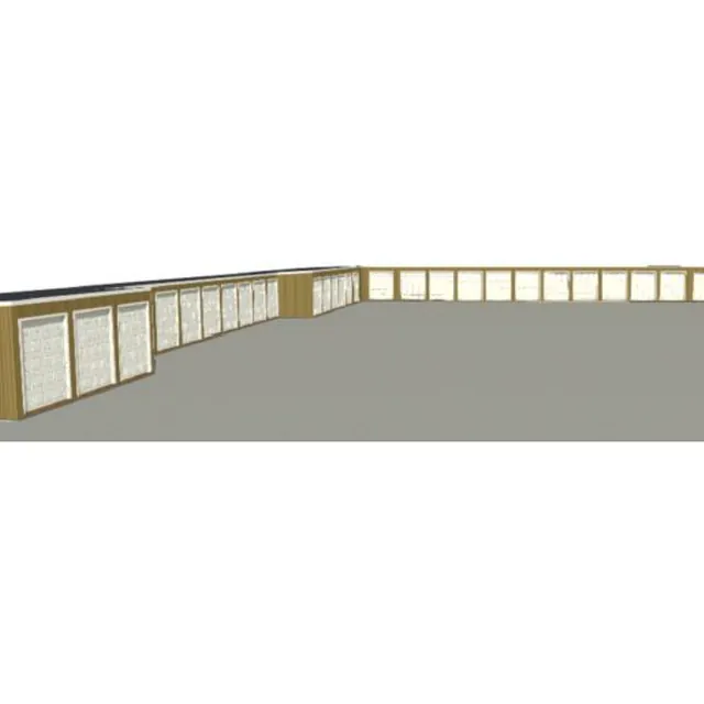 3D-sketsj av garasjekompleks