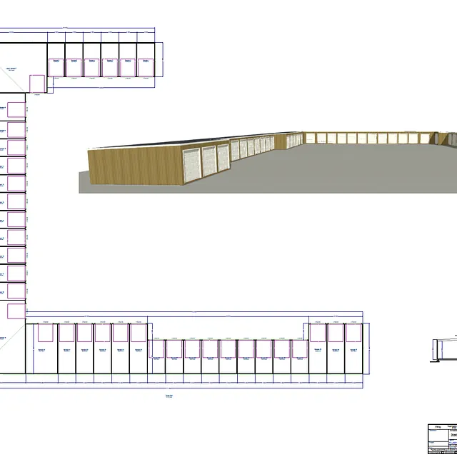 Plantegning av garasjeanlegg med 3D-sketsj