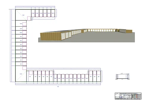 Plantegning av garasjeanlegg med 3D-sketsj